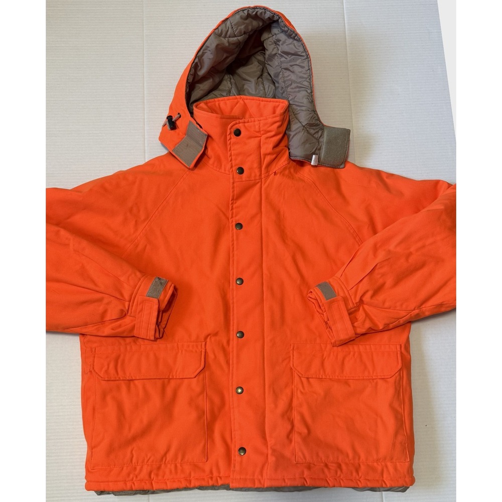 GAMEHIDE -Men's Vintage Blaze Orange Hooded Waterproof‎ Hunting Jacket - Large
